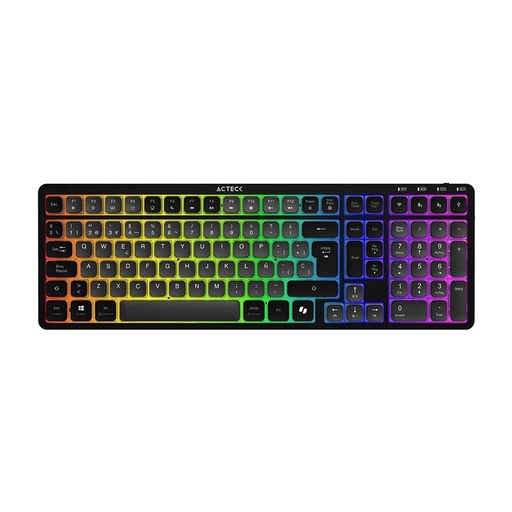 [KNM182730] Teclado Mecánico Acteck Techno Pro TI790 LED RGB Clicky Purple RF Inalámbrico/Bluetooth Español