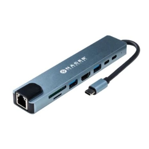 [ACC20122058] Hub USB Naceb NA-0128 USB C - HDMI RJ-45 USB A 3.1 USB C 480 Mbit/s