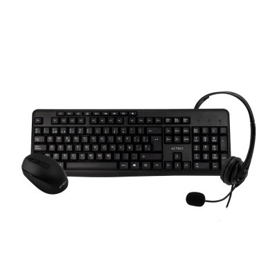 [ACC698083] Kit de Teclado y Mouse Acteck KT30 Alámbrico/Inalámbrico USB Negro (Español) + Audífonos