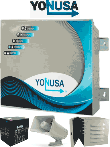 [POW51593] Paquete De Energizador Anti Plantas O Alta Frecuencia Yonusa De 10,000V Con Hasta 10,000 Mts lineales Incluye Batería De Respaldo De 12VDC A 4.5 AH Direna De 30W Y Gabinete Metálico