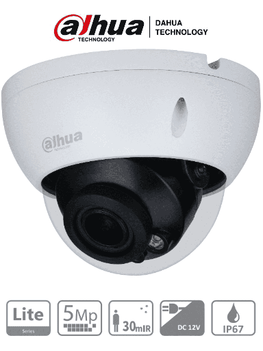 [SEC2309] Dahua hac-hdbw1500r-z - camara domo antivandalica de 5 megapixeles/ lente motorizado de 2.-12mm/ ir de 30 mts/ ip67/ ik10/ sopor