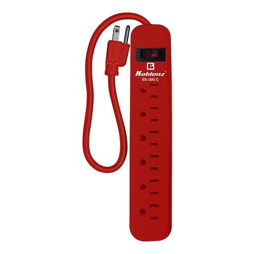 [ACC20122132] Supresor Rojo Koblenz SS-300-C 300 Joules 6 Contactos Aterrizados Switch On/Off 