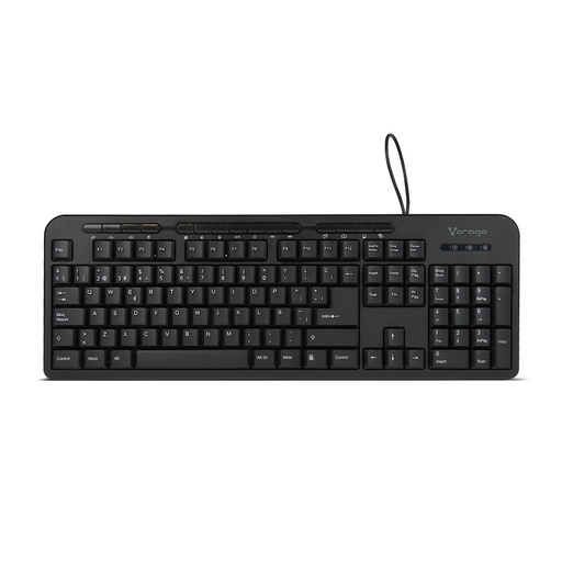 [KNM180352] Teclado Vorago KB-204 USB 1.3m Ergonomico 15 Teclas Multimedia Español