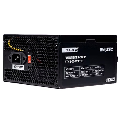 [POW55141] Fuente de Poder Evotec EV-600 ATX, 24-pin ATX, 120mm, 600W