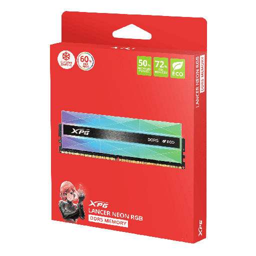 [SNR89036] XPG Adata Lancer Neon AX5U8000C3816G-DCLANRSG 32GB (2 x 16GB) DDR5 8000MHz, CL38, 1.45v, Silver RGB Eco System Memory