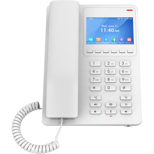 [TEL104723] Teléfono ip hotelero con pantalla lcd a color, 2 líneas sip con 2 cuentas, codec opus, ipv4/ipv6, color blanco, con gestión en la nube gdms