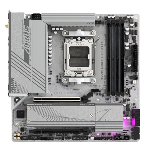 [MOB70811] Tarjeta Madre Gigabyte B650M A Elite AX ICE S-AM5 4x DDR5 8000MHz HDMI DP MICRO ATX WIFI6/BT