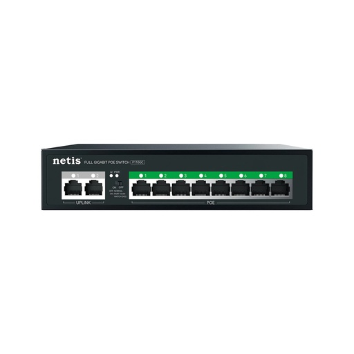 [NET303399] Switch Netis Gigabit Ethernet P110GC 8 Puertos 10/100/1000Mbps + 2 Puertos Uplink 20Gbit/s 4.000 Entradas Administrable 