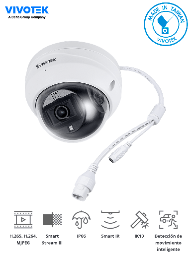 [SEC2363] Vivotek fd9369 - camara ip domo 2mp/ lente fijo 2.8mm/h265/ir 30 mts/ smart stream iii/ smart motion