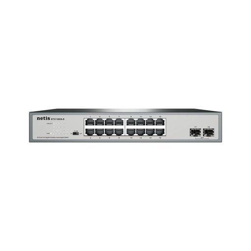 [NET303408] Switch Netis ST3118GS-D, 16 Puertos Gigabit Ethernet 10/100/1000, 2 Puertos SFP, 36 Gbit/s, 8192 Entradas, Administrado