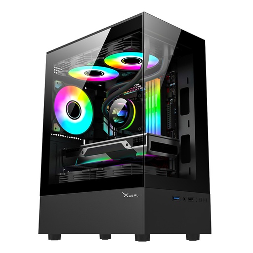 [CAB29427] Gabinete xzeal x-zynergy m-atx/itx xzgazny1b espacios pci 4 espacios de expansión rgb - negro