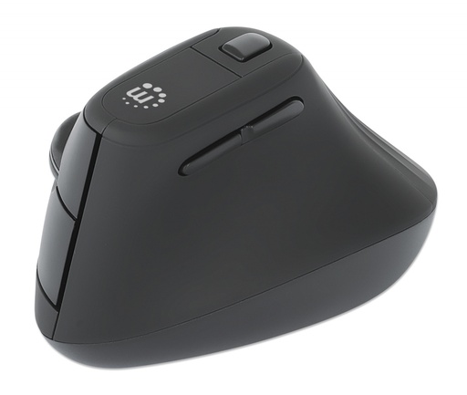 [KNM182824] Mouse Ergonómico Manhattan 190336, Inalámbrico, Óptico, 1.600DPI, RF Inalámbrico, Negro