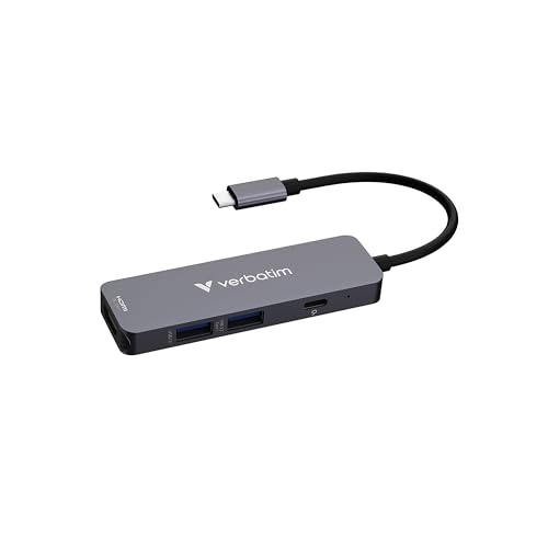 [NET303513] Hub verbatim 4 puertos, 1x usb-c, 1xhdmi 4k, 2x usb-a 3.2, 5000 mbit/s, gris