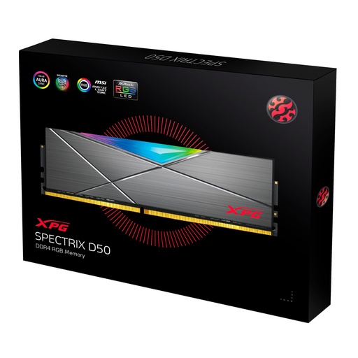 [SNR139210] Kit Memoria RAM XPG SPECTRIX D50 RGB DDR4, 3200MHz, 16GB - 2 x 8GB, CL16, XMP, Gris