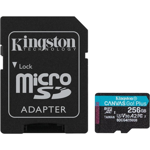 [SNR139216] Memoria Flash Kingston Canvas Go! Plus 256GB MicroSD UHS-I Clase 10 Con Adaptador
