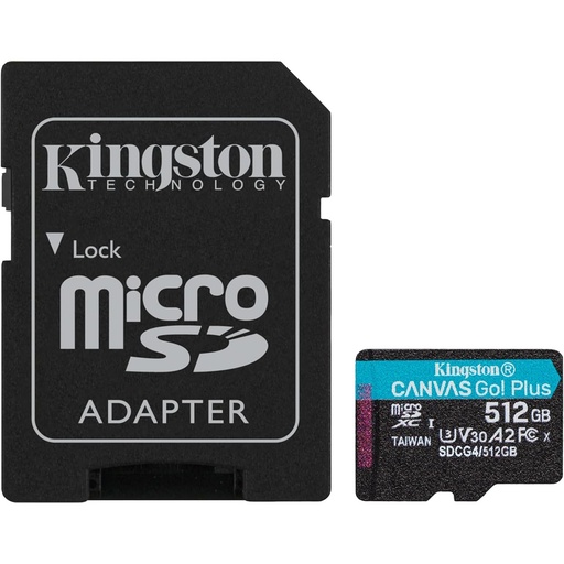 [SNR139217] Memoria Flash Kingston Canvas Go! Plus 512GB MicroSD UHS-I Clase 10 Con Adaptador