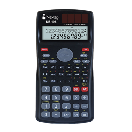 [POW55292] Calculadora científica nextep ne-196 10+2 dígitos doble línea - 240 funciones  solar/batería