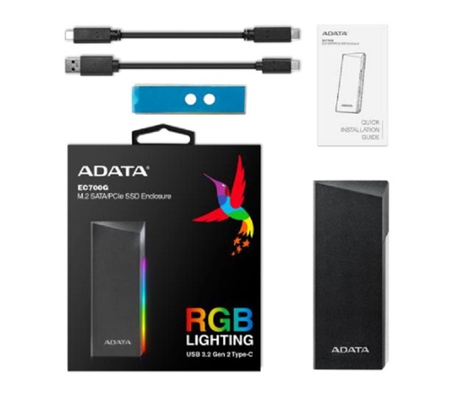 [SNR84489] Gabinete De Disco Duro Adata EC700G RGB M.2 SATA USB 3.2