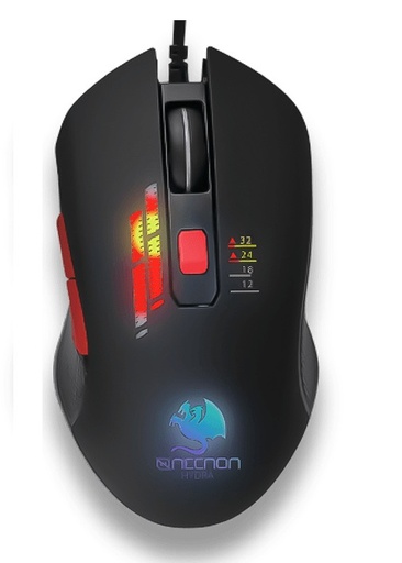 [KNM180394] Mouse Gamer Necnon Óptico NGM-HYDRA Alámbrico USB 3200DPI Negro