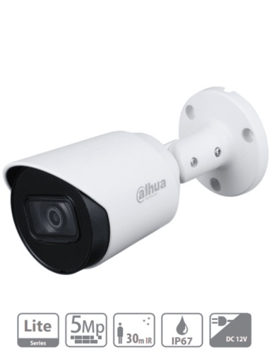 [SEC2417] Cámara Bullet 5Mp DAHUA 2.8 mm 111 Grados de Apertura Metálica IR 30Metros IP67 Soporta CVI, CVBS, AHD,TVI