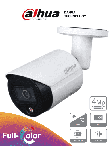 [SEC2421] Dahua ipc-hfw2439s-sa-led-28 - camara bullet ip de 4 megapixeles/ full color/ lente de 2.8 mm/ microfono integrado/ 107 grados d