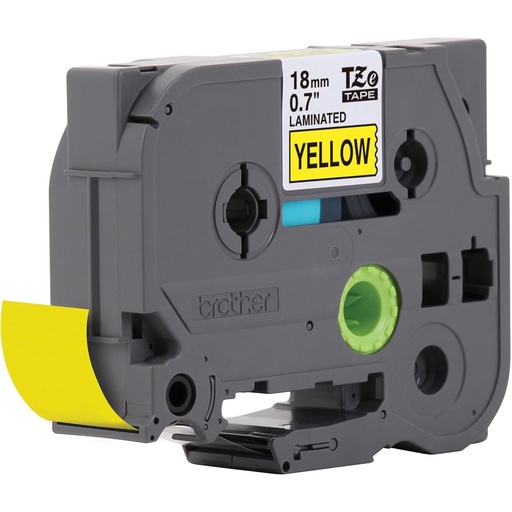 [PRI3298] Cinta Brother TZE641 Laminada Texto Negro Sobre Fondo Amarillo 18mmx8m PT300/310B/330/530