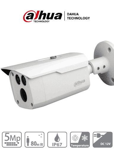 [SEC2500] Dahua hac-hfw1500d - camara bullet de 5 megapixeles/ metalica/  lente de 3.6 mm/ 92 grados de apertura/ ir de 80 mts/ ip67/ sopo