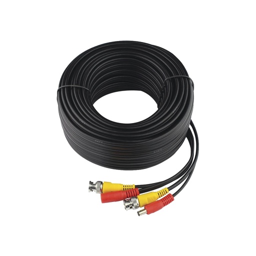[SEC2508] Cable coaxial armado con conector bnc (video) y alimentación / longitud de 20 mts / optimizado para cámaras 4k / uso en interior