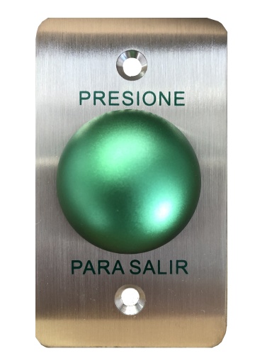 [SEC2577] Yli pbk818a - boton de salida tipo americano en acero inoxidable salidas no y  nc en acabado color verde compatible con caja par