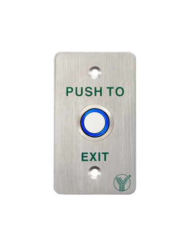 [SEC2587] Botón Liberador de Puerta de Acero Inoxidable con Luz LED Azul YLI PBK814BLED Salidas NO y NC Compatible con Caja de Instalación
