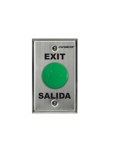 [SEC2599] Sec sd7201gcpe1q - placa con botón para presionar de color verde de salida. "exit" y "salida," spdt