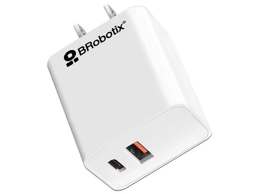 [ACC20122739] BRobotix Cargador de Pared 6005552, 38W, 1x USB-C, 1x USB-A, Blanco
