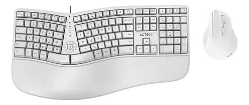 [KNM182064-OB] Kit de teclado y mouse acteck inalambrico mk770, ergonomico, 2.4 mhz, hasta 2400 dpi, blanco