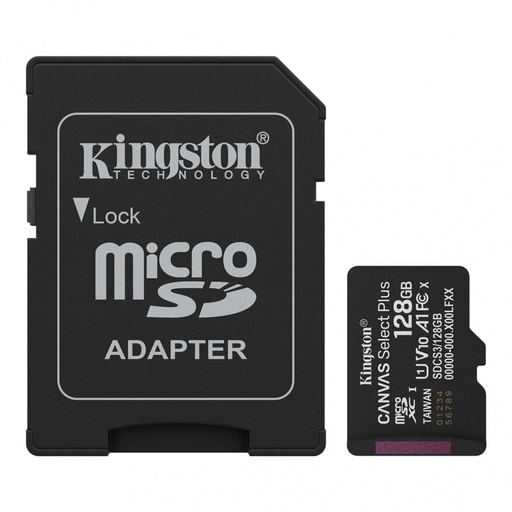 [SNR139541] Memoria Flash Kingston Canvas Select Plus 128GB MicroSD UHS-I Clase 10 Con Adaptador