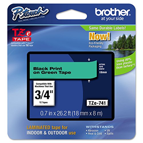 [PRI42246] Cinta brother tze741 laminada negro sobre fondo verde 18mmx8m pt300/310b/330/530