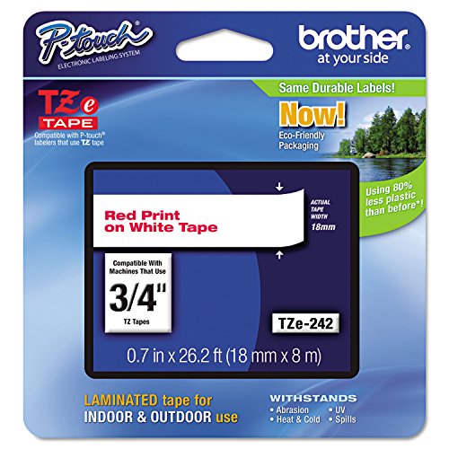 [PRI42248] Cinta brother tze242 laminada texto rojo fondo blanco 18mmx8m
