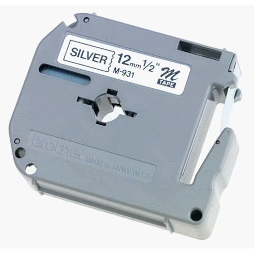 [PRI42396] Cinta Brother M931 Negro sobre Plata, 12mm x 8m