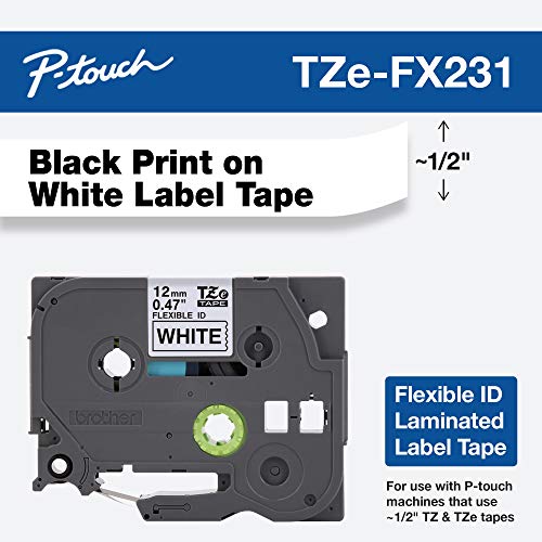 [PRI42422] Cinta brother tzefx231 laminada flexible texto negro fondo blanco 12mmx8m