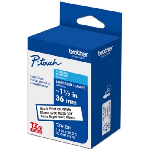 [PRI42665] Cinta Termica Brother TZE261G Negro sobre Blanco 36mm x 8 Metros