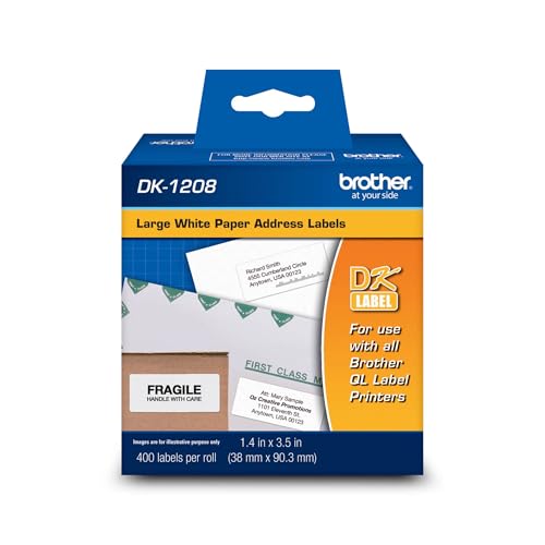 [PRI42683] Etiquetas brother dk1208 precortada papel blanco  38mmx90.3mm 400 etiquetas