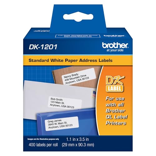 [PRI42710] Etiquetas brother dk1201 precortadas texto negro sobre cinta blanca 29mmx90.3mm 400 etiquetas p/equipos ql