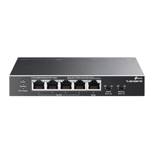 [NET304337] Switch omada smart de 5 puertos gigabit - 1 entrada poe++ y 4 salidas poe+ para exterior