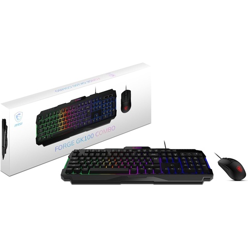 [KNM182983] Kit Gamer de Teclado y Mouse MSI FORGE GK100 Alámbrico USB Español