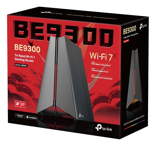 [NET304487] TP-Link Router Gaming Archer GE550 MU-MIMO Firewall, Wi-Fi 7, 1 x RJ-45, Alámbrico/Inalámbrico, Triple Banda 2.4/5/6 GHz