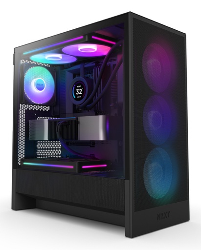 [CAB29690] Gabinete NZXT H5 Flow RGB, Midi-Tower, ATX/EATX/Micro-ATX/Mini-ITX, USB 3.0, sin Fuente, 2 Ventiladores Instalados, Negro