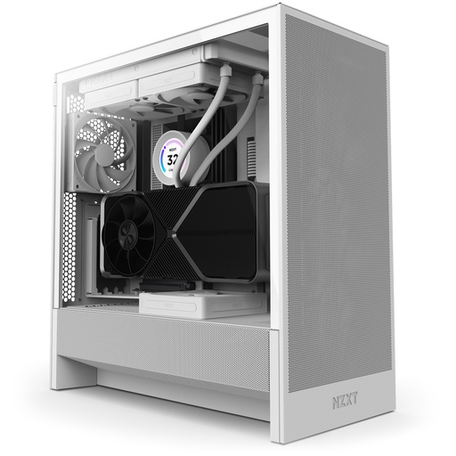 [CAB29691] Gabinete NZXT H5 FLOW, Midi-Tower, ATX/EATX/Micro-ATX/Mini-ITX, USB 3.0, sin Fuente, 2 Ventiladores Instalados, Blanco