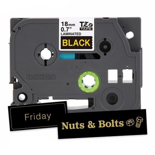 [PRI71011] Cinta Térmica Brother TZE344G Dorado sobre Negro 18 mm x 8 m