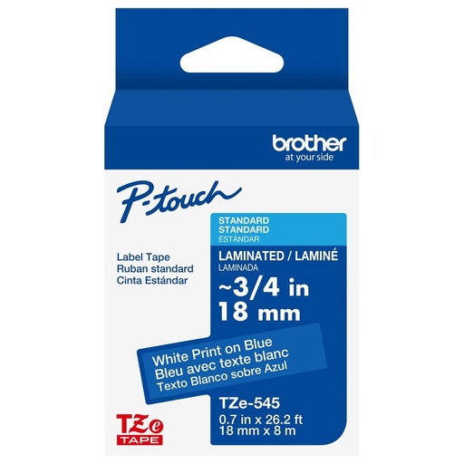 [PRI71033] Brother Cinta TZE545G Blanco sobre Azul, Transferencia Térmica, 18 mm x 8 Metros, 1 Pieza