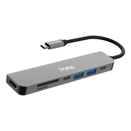 [COM80511] Docking Station Stylos STCBHUB71G USB C - 2x USB C 3.0 2x USB A 2.0 1x HDMI MicroSD/SD
