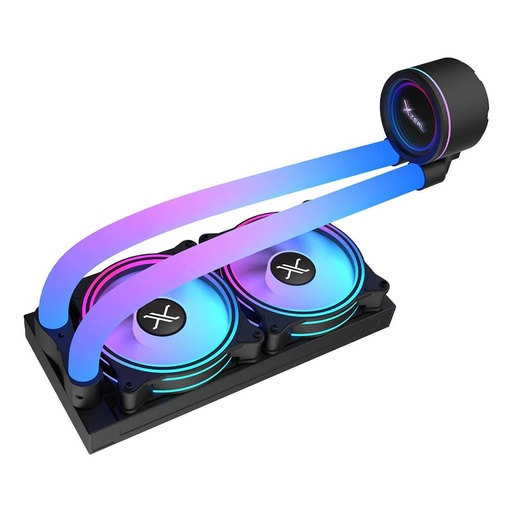 [COO100903] Enfriamiento Liquido Xzeal 240mm Redondo XZ413 para CPU 2 Fan x120mm Mangueras ARGB 3 pines + PWM 4 pines + Seguro para INTEL/AMD Negro